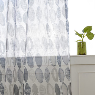 Infinity Blue Grey Modern Geometric Sheer Curtain