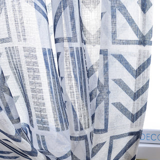 The City Sketch Blue Modern Geometric Sheer Curtain