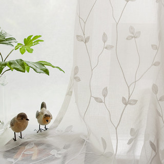 Love Fantasy White Leaf Sheer Curtain 1