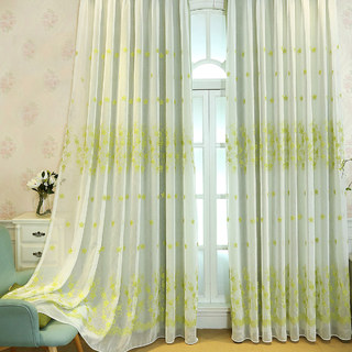 Lined Sheer Curtain Touch Of Grace Green Embroidered Sheer Curtain with Green Lining