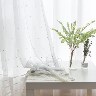 Embroidered White Dotted Dot Sheer Curtain 3