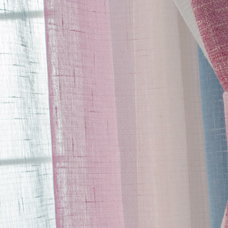 Sea Breeze Cocktail Sea Blue and Tropic Pink Striped Sheer Curtain 3