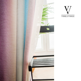 Sea Breeze Cocktail Sea Blue and Tropic Pink Striped Sheer Curtain 5