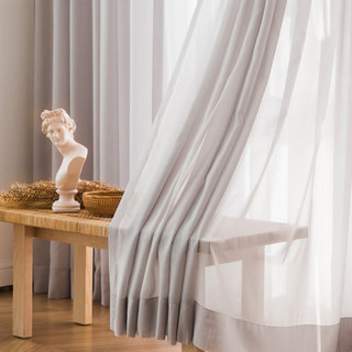 Soft Breeze Pastel Grey Chiffon Sheer Curtain