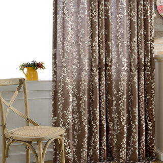 Pascal Brown Vine Print Semi Sheer Curtain 1