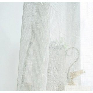 Subtle Silver Textured Sheen White Sheer Curtain 1