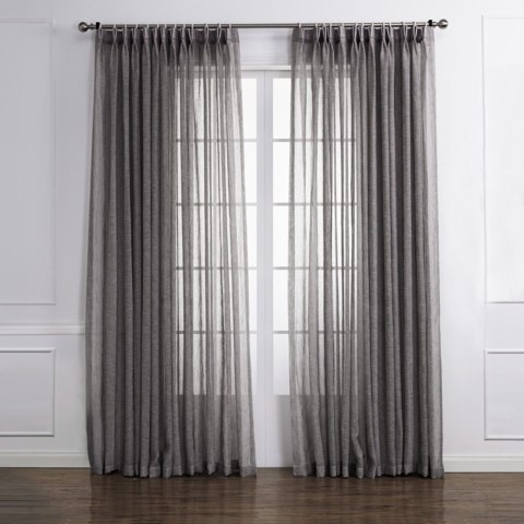 Daytime Textured Weaves Charcoal Light Grey Sheer Curtain 1