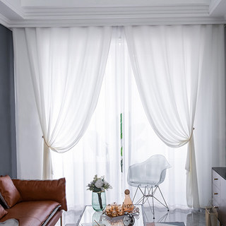 Sundance Textured Striped White Semi Sheer Curtain