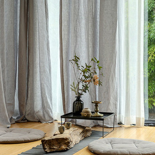 Provencal Pure Flax Linen Light Grey Sheer Curtain 3