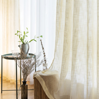 Cotton Club Pure Cotton Cream Heavy Semi Sheer Voile Curtain 1