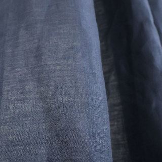 Shabby Chic Midnight Navy Blue 100% Flax Linen Curtain