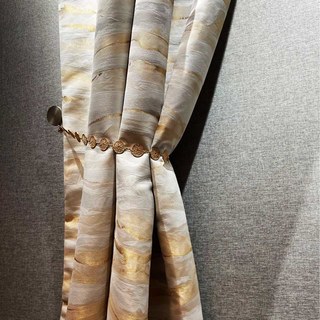 Marble Luxury Jacquard Cream & Gold Curtain 2