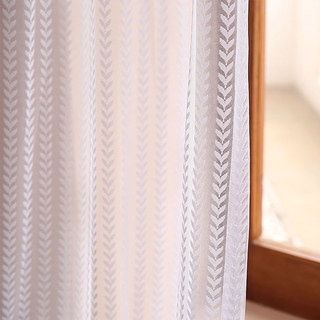 Chevron Stripe Jacquard White Sheer Curtain 5