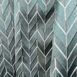 Elegante Art Deco Chevron Geometric Teal Blue Curtain 5