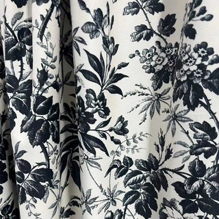 Midsummer Night Black and White Floral Velvet Curtains 2