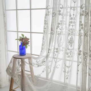 Royal Embroidered White Sheer Curtain