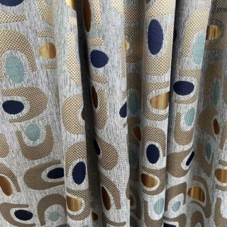 Circle Vibe Mid Century Modern Multi Colour Grey Geometric Chenille Blackout Curtain