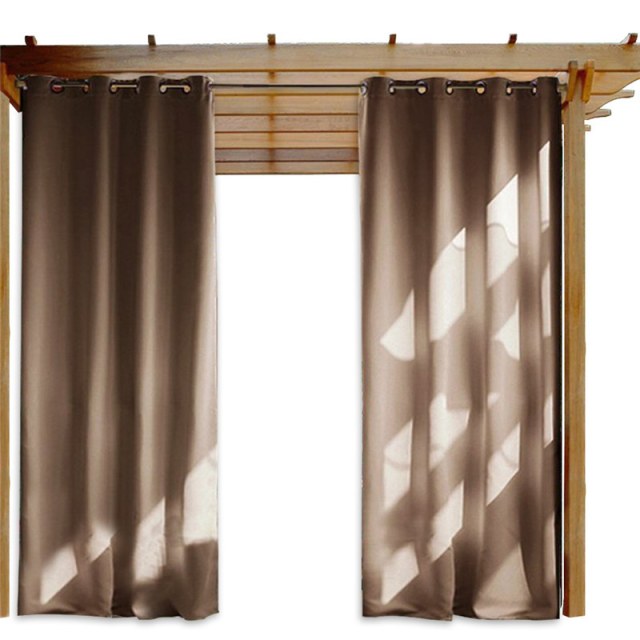 Malibu Waterproof Light Filtering Mocha Light Brown Outdoor Curtain 1