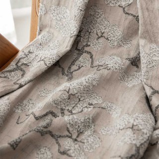 Frosted Bonsai Snow and Pine Mocha Brown Floral Curtain 4