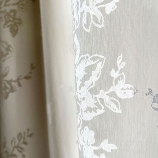 Enchanted Garden Rose & Butterfly Floral Cream Sheer Curtain 3