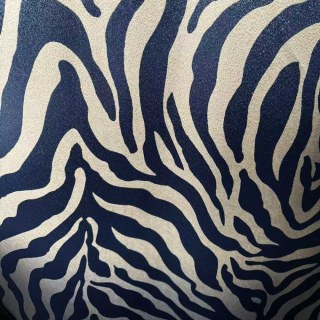 Savannah Jacquard Navy Blue Zebra Print Curtain 3