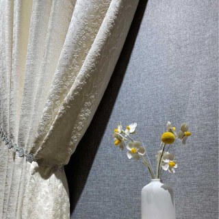 Cherry Blossoms Cream Floral Chenille Blackout Curtain