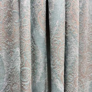 Legacy Luxury Chenille Damask Light Brown & Duck Egg Blue Curtain