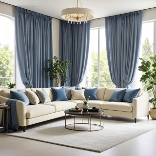 Fine Cadet Blue Velvet Curtain 3