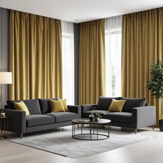 Fine Mustard Yellow Gold Velvet Curtains