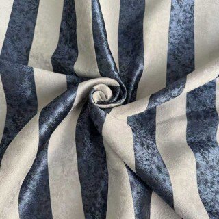 Leopard Lane Navy Blue Striped Animal Print Curtain