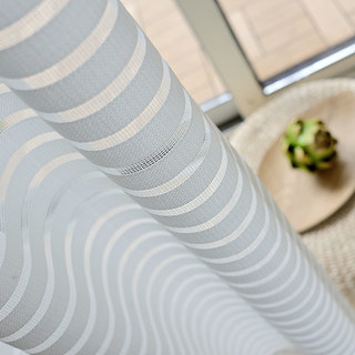 Distinct Horizontal Striped White Voile Curtain 4