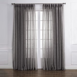 Daytime Textured Weaves Charcoal Light Grey Sheer Voile Curtain 1