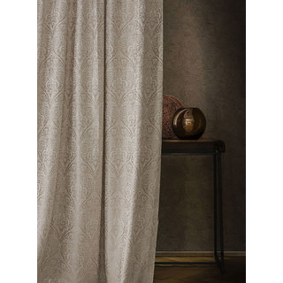 New Classics Luxury Damask Jacquard Silky Champagne Mocha Curtain 8