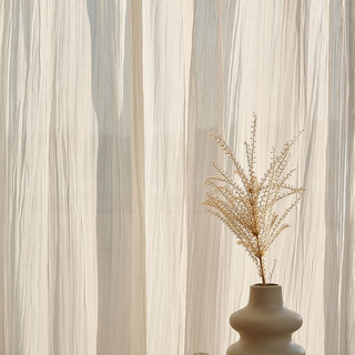 Cotton Crush Cream Ivory Crushed Semi Sheer Voile Curtain 4