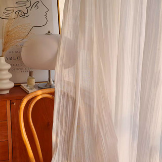 Cotton Crush Cream Ivory Crushed Semi Sheer Voile Curtain