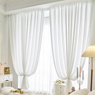 Serene Swirls Crinkle Crushed Ivory White Heavy Voile Curtain 5