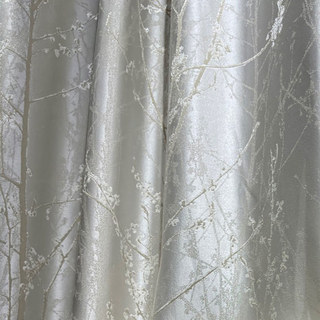 Blossom Branches Cream Light Gold Abstract Floral Curtain