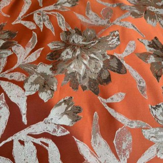 Blossom Tapestry Terracotta Orange Satin Floral Curtains 6