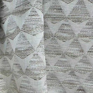 Diamond Mirage Jacquard Cream Sand Geometric Curtains 2