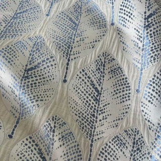 Leaf Dance Luxury Jacquard Cream and Blue Floral Curtains 3