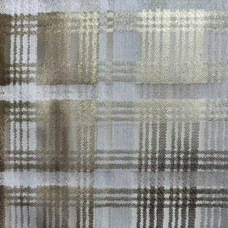 Palais Aurum Cream Gold Checked Plaid Curtains 5