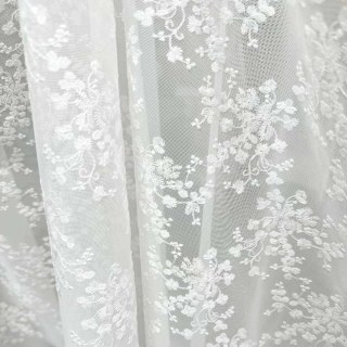 Springtime Bouquet Embroidered Ivory White Floral Voile Curtain 2