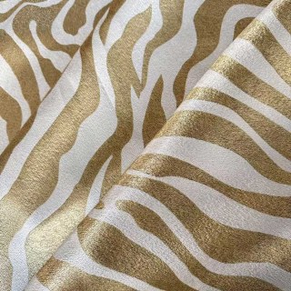 Savannah Luxury Jacquard Cream Gold Zebra Print Curtain 4