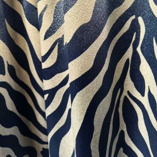 Savannah Luxury Jacquard Navy Blue Zebra Print Curtain