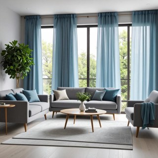 Smarties Baby Blue Soft Sheer Voile Curtain 2