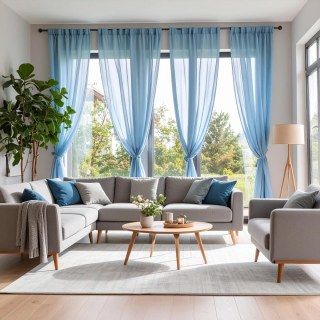 Smarties Baby Blue Soft Sheer Voile Curtain 3