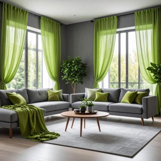 Smarties Lime Green Soft Sheer Voile Curtain 2