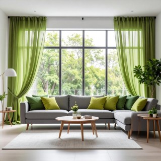 Smarties Lime Green Soft Sheer Voile Curtain 3
