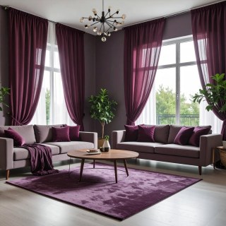 Smarties Purple Soft Sheer Voile Curtain 2