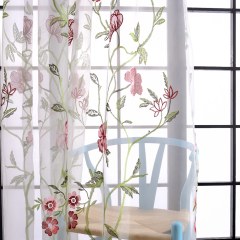 Fragrance Green Branche brodée Sheer Voile Rideau 2
